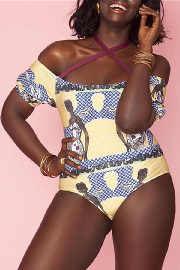 

Lovely Print Multicolor One-piece Swimsuit, Multi