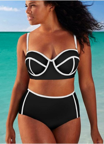 

Lovely Patchwork White Plus Size Two-piece Swimsuit