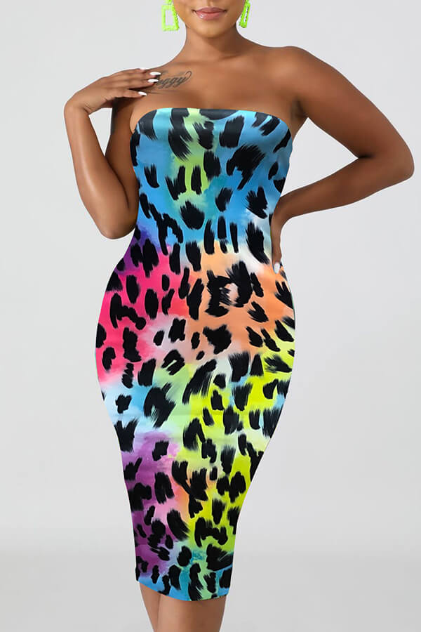 

Lovely Chic Dew Shoulder Multicolor Knee Length Dress, Multi
