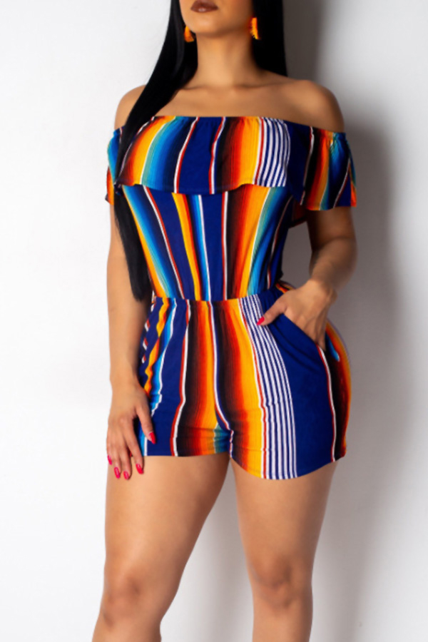 

Lovely Bohemian Striped Multicolor One-piece Romper, Multicolor mstn