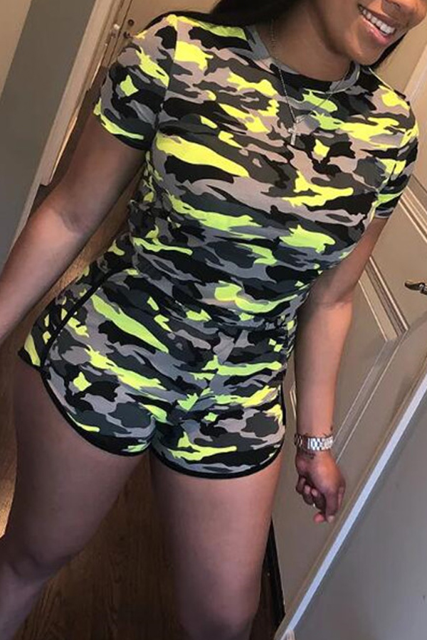 

Lovely Casual Camo Print Two-piece Shorts Set