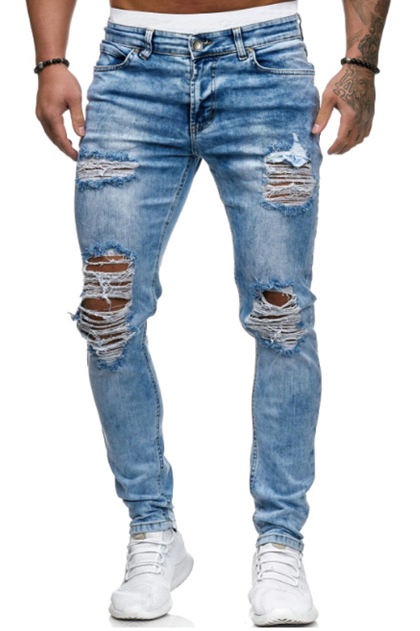 

Lovely Casual Hollow-out Deep Blue Jeans