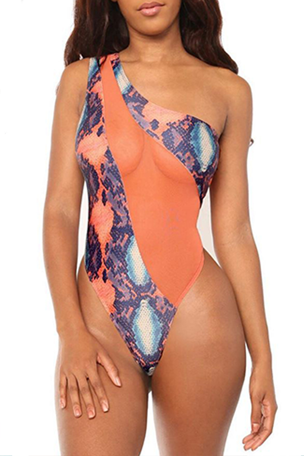 

Lovely Patchwork Pink One-piece Swimsuit