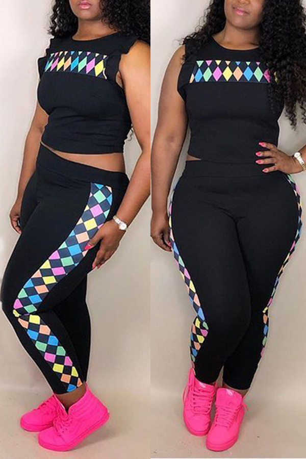 

Lovely Casual Plaid Print Black Pants