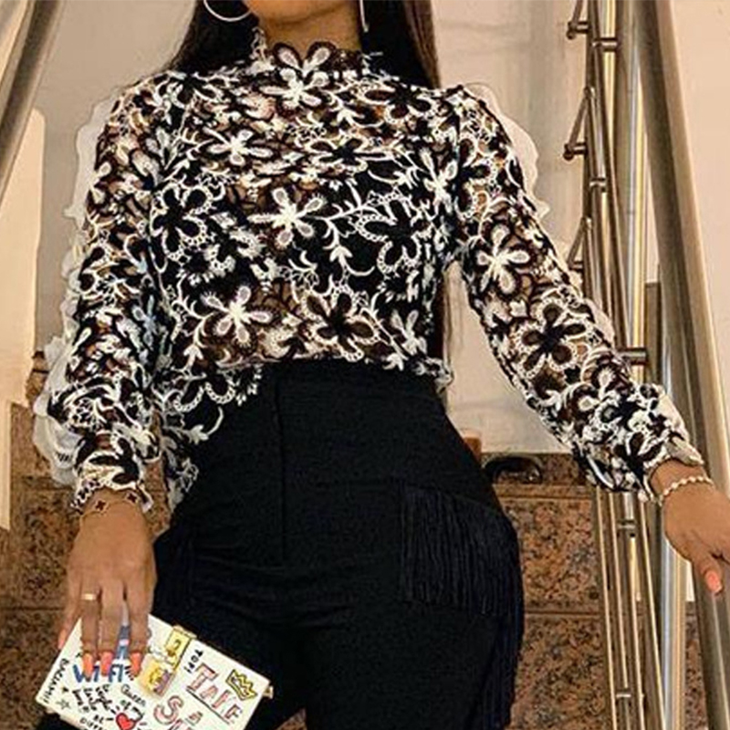 

Lovely Sweet Lace Black Blouse