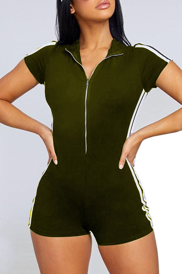 

Lovely Chic Basic Skinny Army Green One-piece Romper