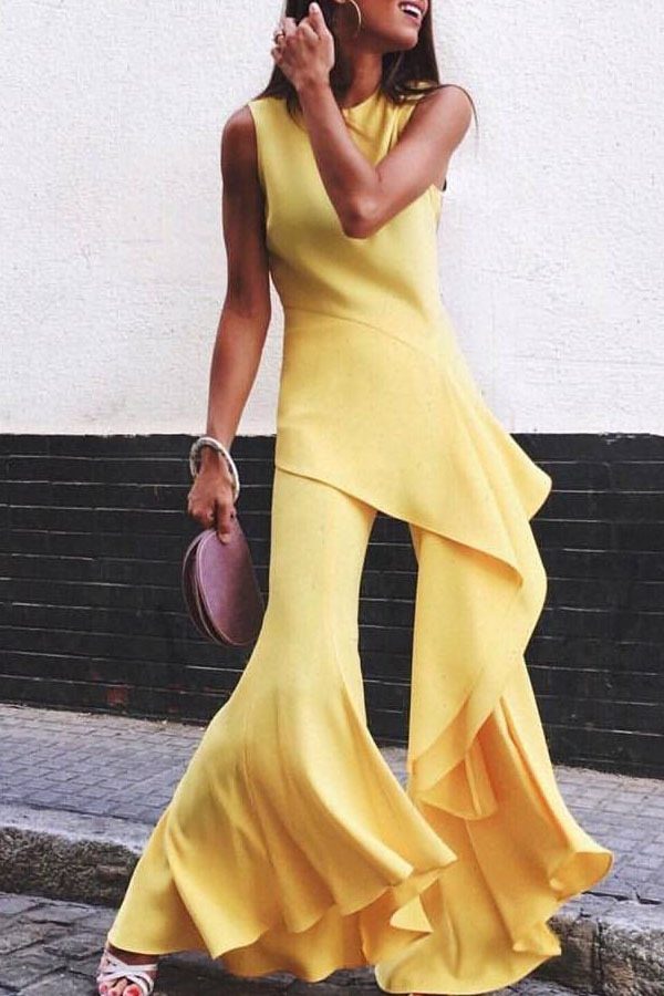 yellow one piece jumpsuit