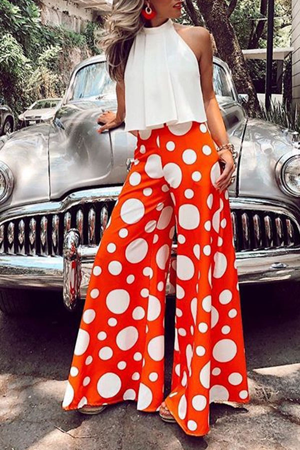 

Lovely Trendy Dot Print Red One-piece Jumpsuit