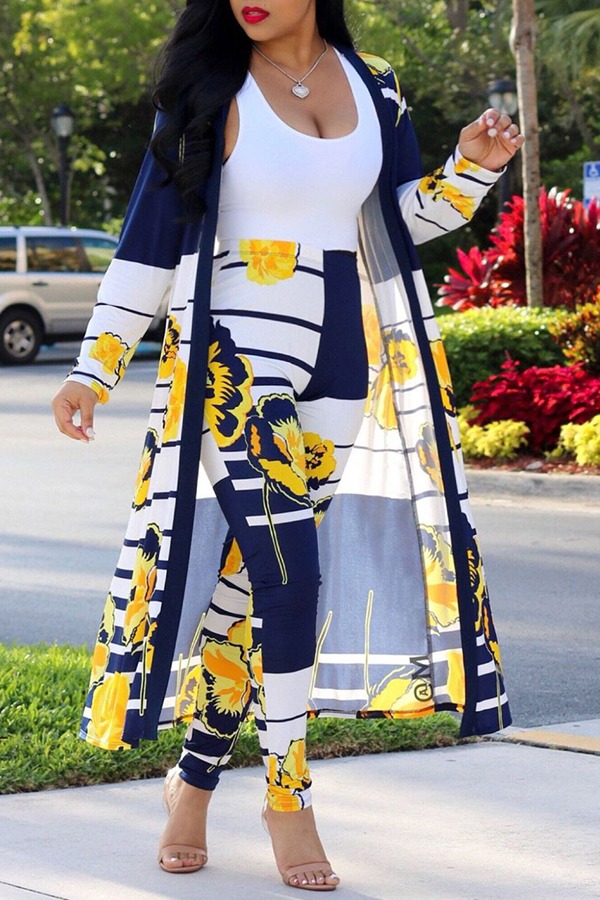 

Lovely Casual Print Yellow Two-piece Pants Set