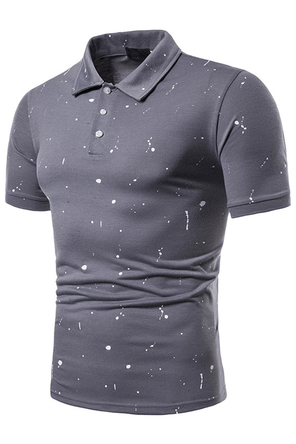 

Lovely Casual Print Light Grey Polo Shirt