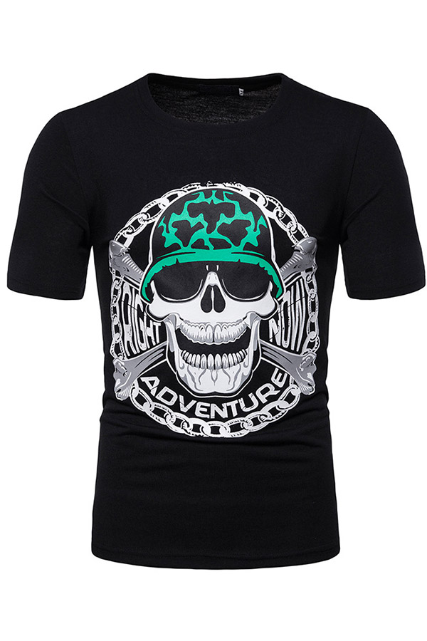 

Lovely Leisure Skull Print Black T-shirt