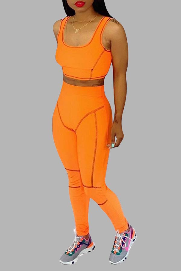 

Lovely Casual Sleeveless Orange Two-piece Pants Set
