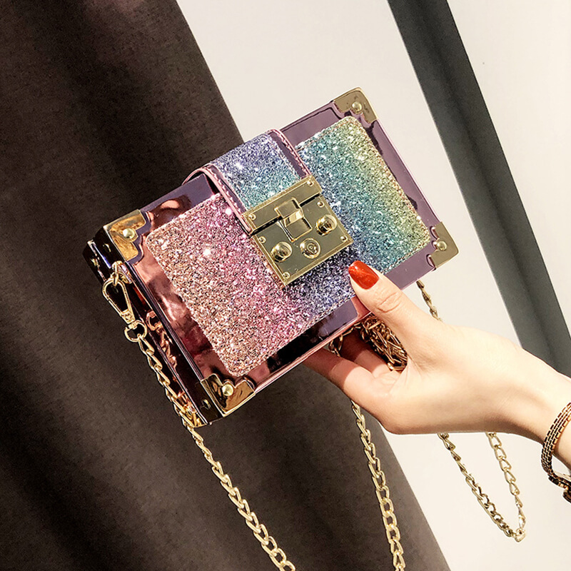 

Lovely Chic Patchwork Gold Crossbody Bag