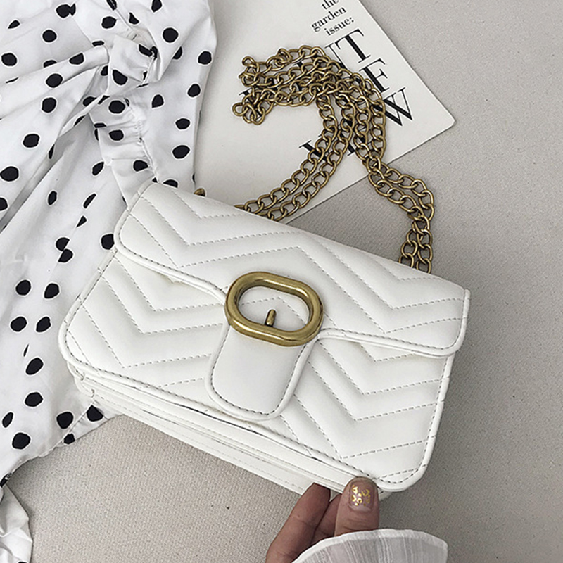 

Lovely Chic Chain Design White Crossbody Bag