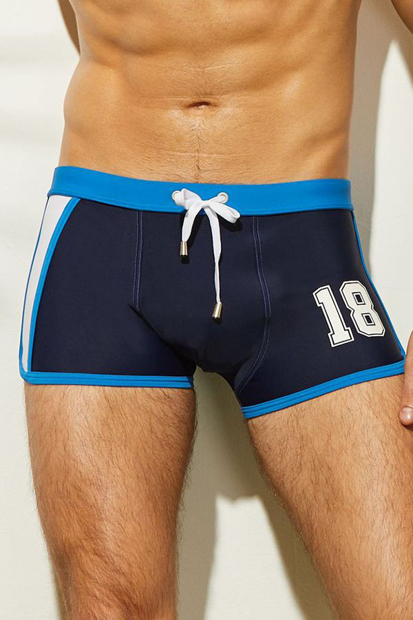 

Lovely Patchwork Deep Blue Man Swimming Shorts