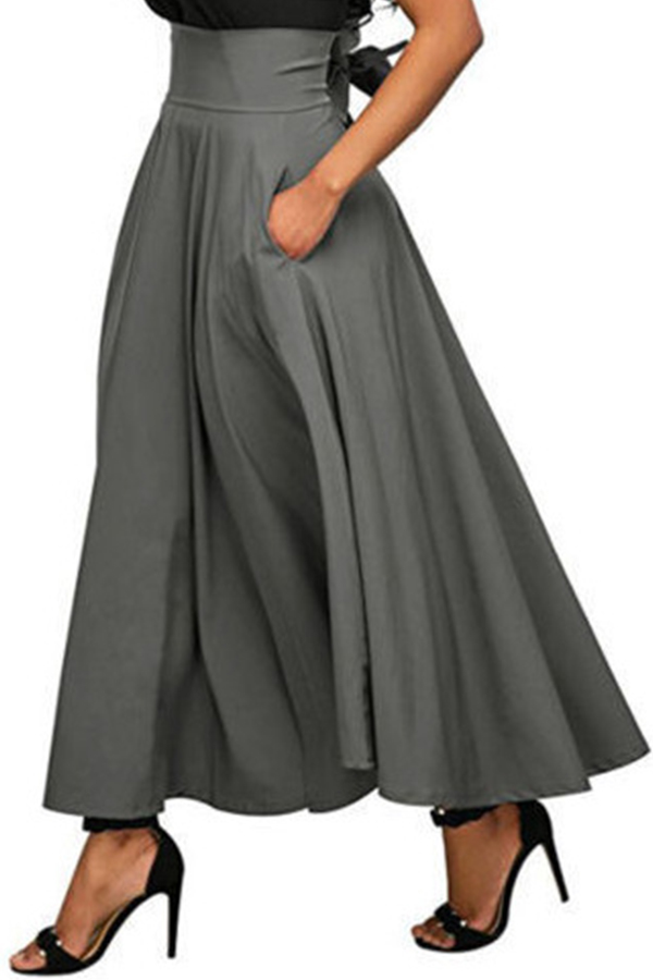 long grey skirt outfit