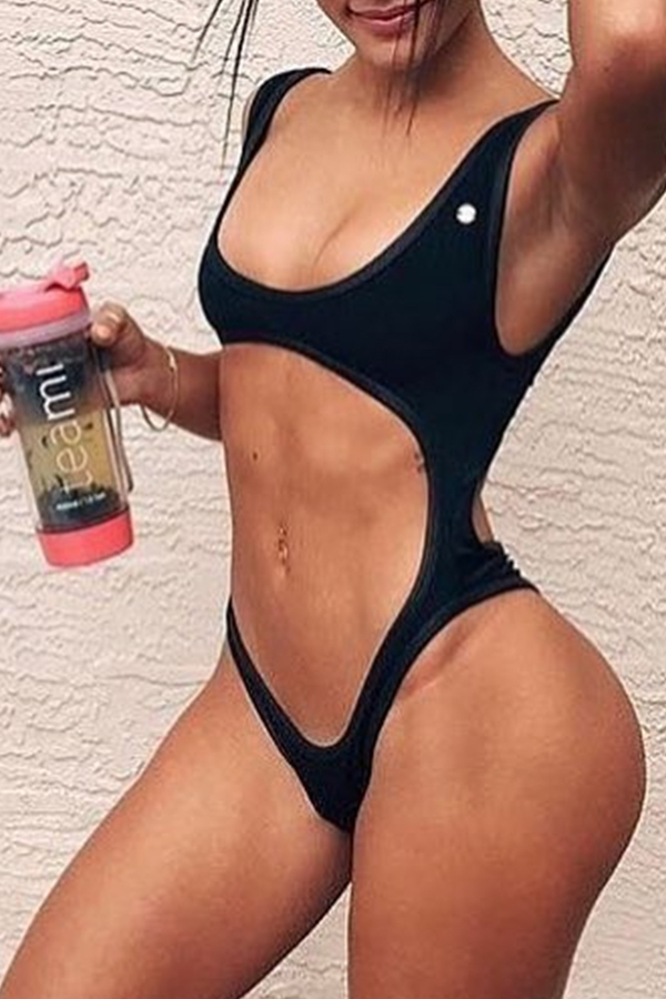 Lovely Hollow-out Black One-piece Swimsuit