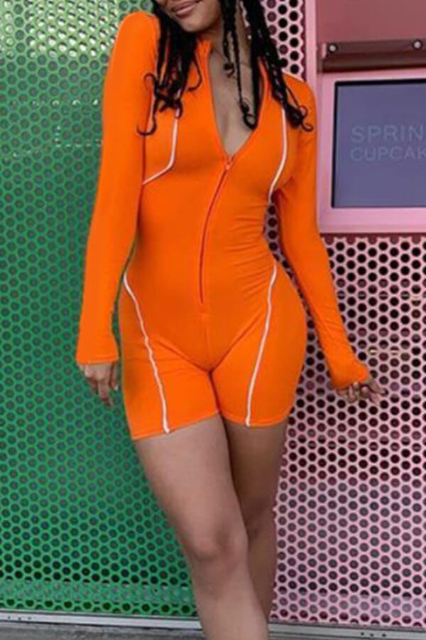 

Lovely Chic Skinny Orange One-piece Romper
