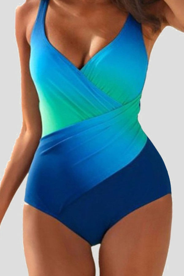 

Lovely Print Blue Plus Size One-piece Swimsuit