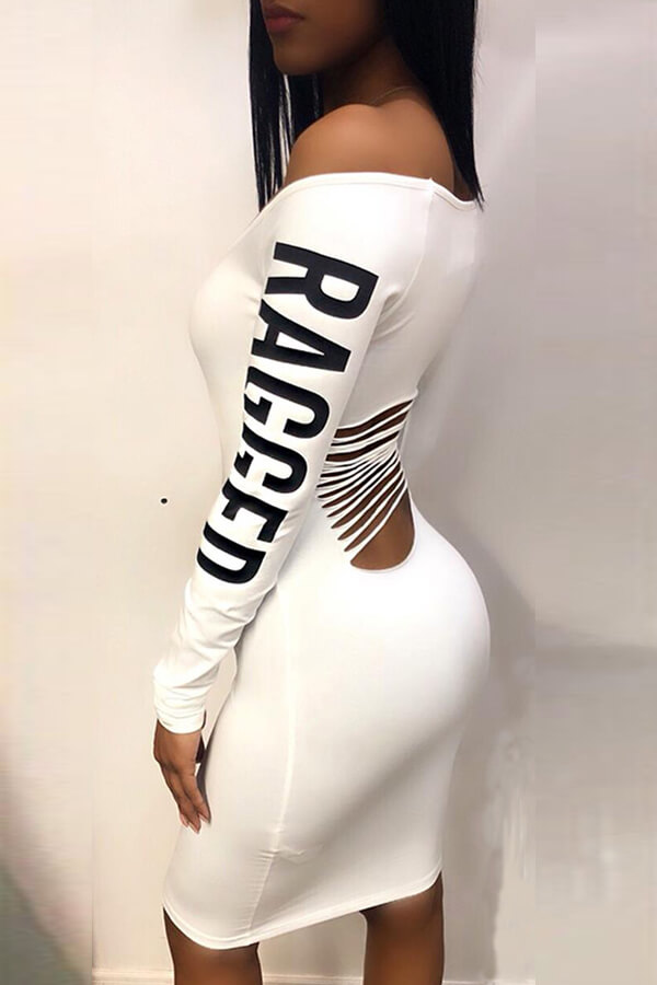 

Lovely Leisure Hollow-out White Knee Length Dress