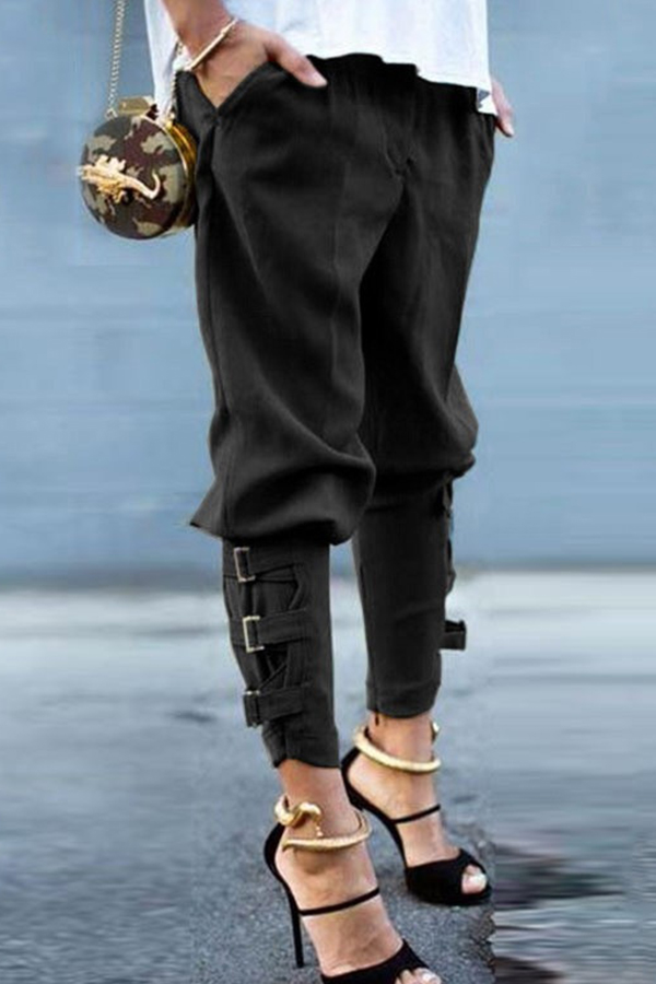 

Lovely Casual Loose Black Pants