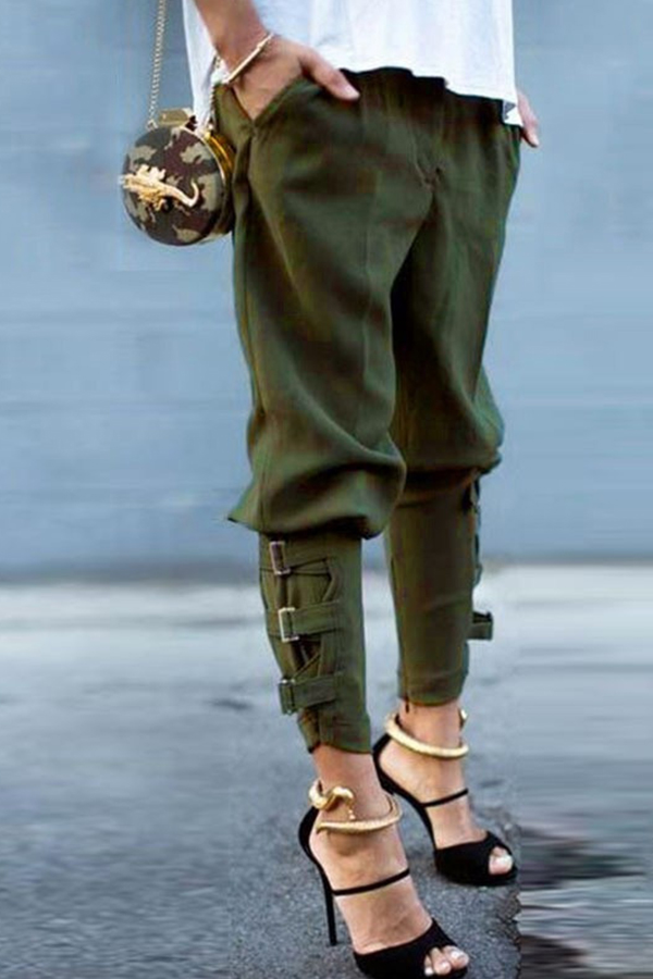 

Lovely Casual Loose Green Pants