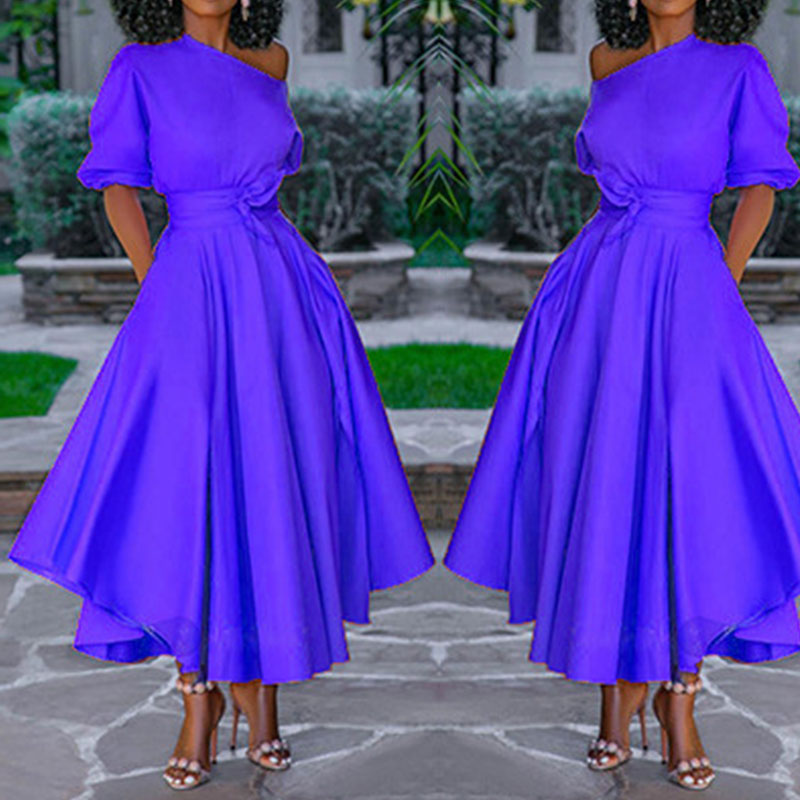 

Lovely Chic Loose Blue Ankle Length Dress