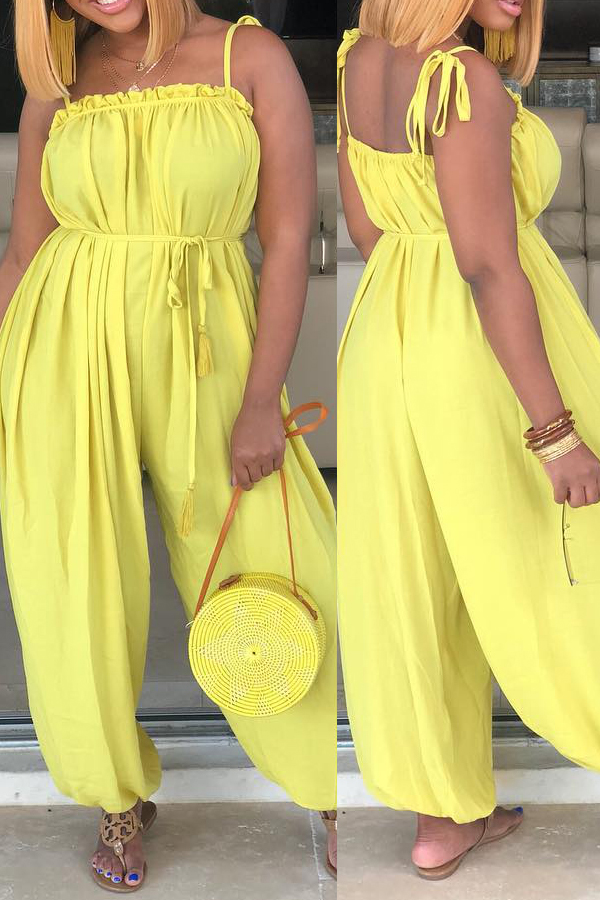 

Lovely Leisure Loose Yellow One-piece Jumpsuit