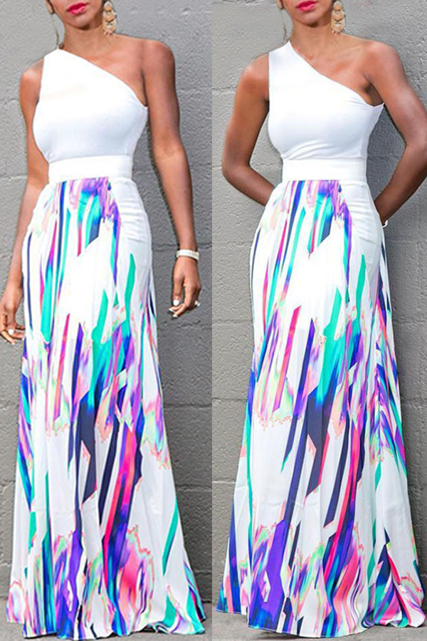 

Lovely Casual Print Multicolor Maxi Skirt, Multi