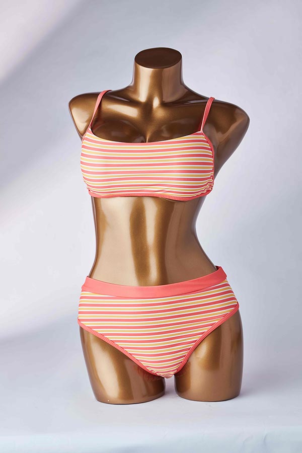 

Lovely Striped Orange Two-piece Swimsuit