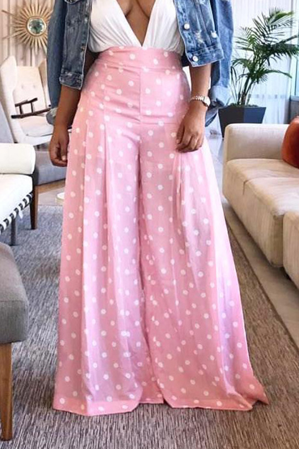 

Lovely Chic Dot Print Multicolor Pants, Multi