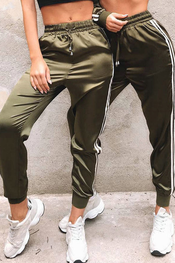 

Lovely Casual Striped Green Pants