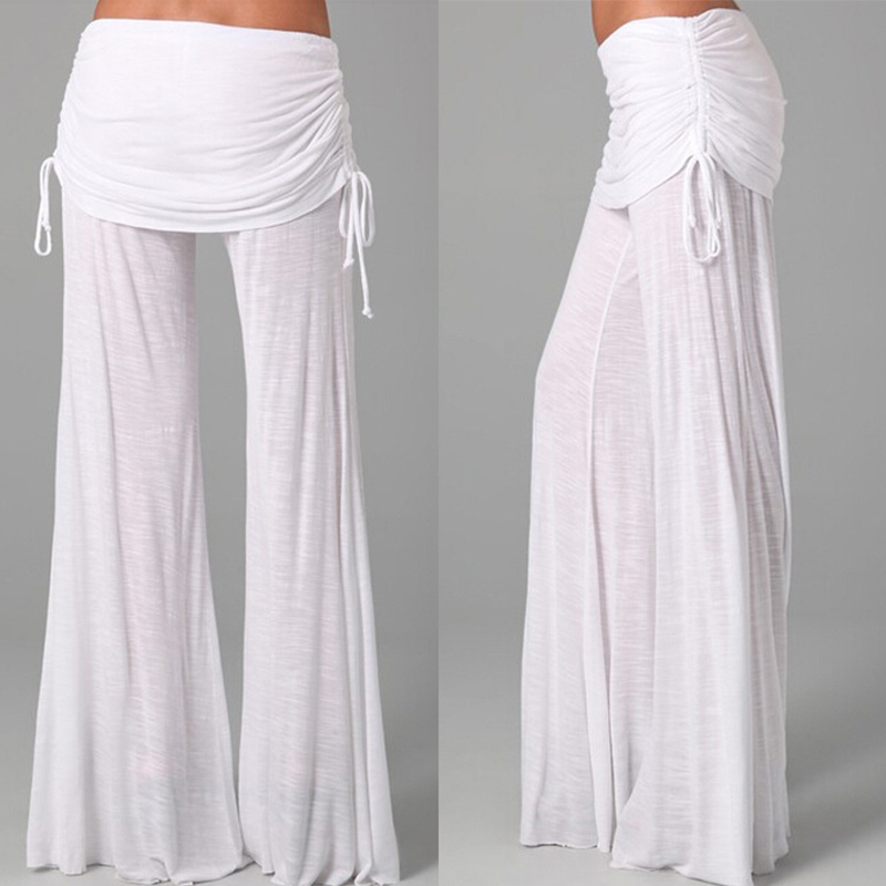 

Lovely Casual Drawstring White Pants