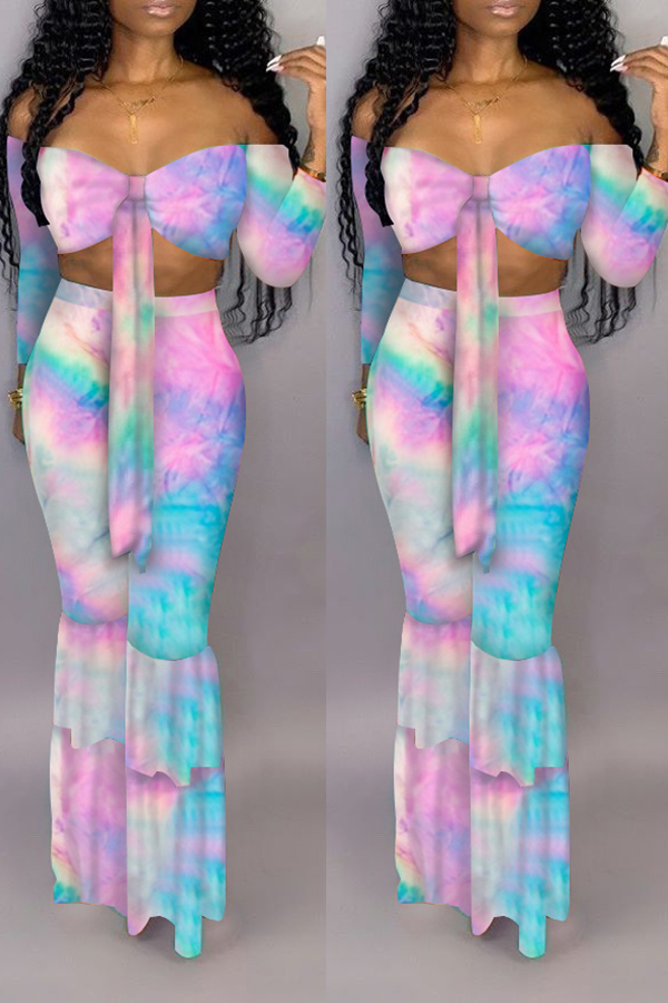 

Lovely Casual Flounce Multicolor Two-piece Pants Set, Multi