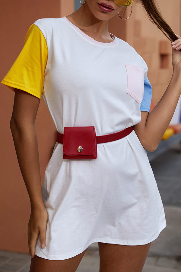 

Lovely Chic Patchwork White Mini Dress
