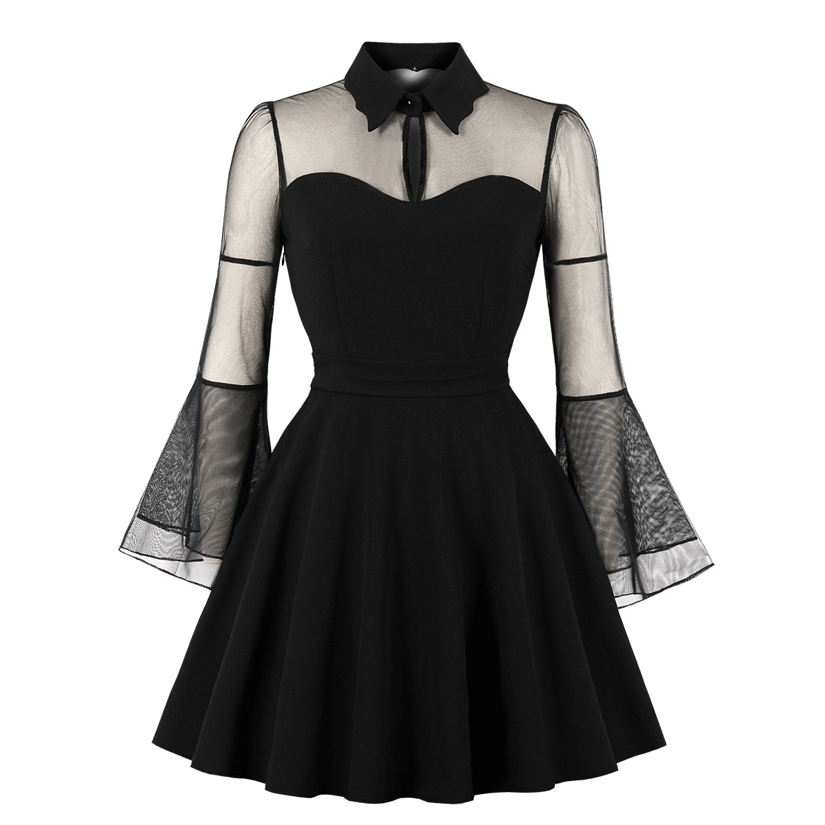 

Lovely Casual Patchwork Black Plus Size Knee Length Dress
