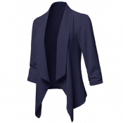 Lovely Casual Lapel Navy Blue Plus Size Blazer