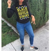 Lovely Casual Letter Print Black Hoodie