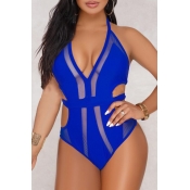 Lovely Deep V Neck Floral Red One-piece Swimwear