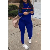 Lovely Casual Striped Blue Two-piece Pants Set