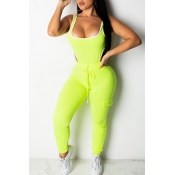 Lovely Chic Sleeveless Green Two-piece Pants Set