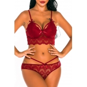 Lovely Sexy Lace Wine Red Bra Sets