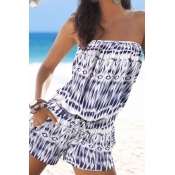 Lovely Bohemian Print Blue One-piece Romper