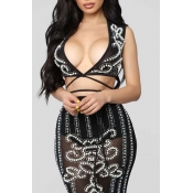 Lovely Chic See-through Black Two-piece Skirt Set
