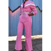 Lovely Chic Patchwork Loose Pink One-piece Jumpsui