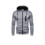 Lovely Casual Hooded Collar Grey Coat