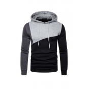 Lovely Casual Color-lump Patchwork Black Hoodie