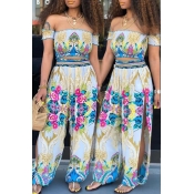 Lovely Trendy Side Slit Baby Blue Two-piece Pants 