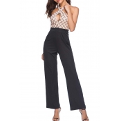 Lovely Casual Patchwork Apricot One-piece Jumpsuit