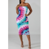 Lovely Trendy Print Multicolor Mid Calf Dress
